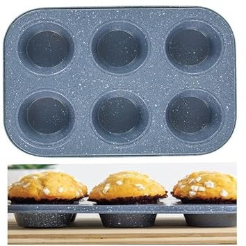6 Muffin Non Stick Tray Cupcake Baking Mould For Fairy Cakes Muffins Yorkshire Puddings Cupcakes Brownies Egg Tarts Mince Pies And Appetisers Stain Resistant Deep Trays 6 Cup Cake Pan Tin Plate