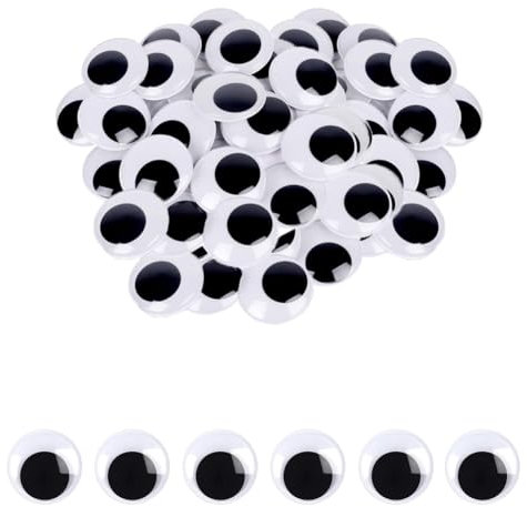 50 Stück Selbstklebende Wackelaugen, 30mm Kulleraugen Selbstklebend, Kunststoff Augen zum Basteln,Puppe Augen, Schwarze Wackelaugen, Bastelaugen, Wiggle Googly eyes für DIY Kunsthandwerk Dekoration