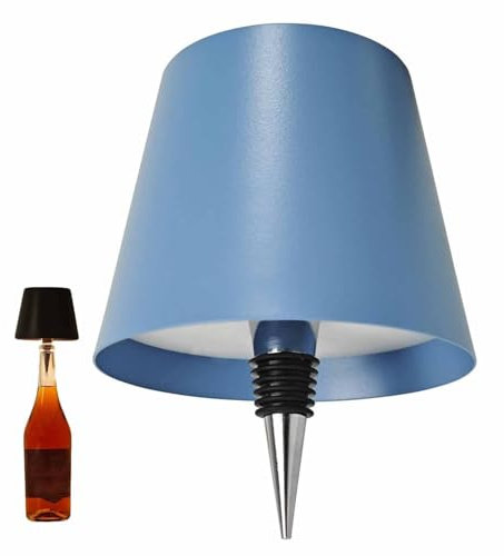 THUCHENYUC Lampada Bottiglia Senza Fili, 3 Colori Stepless Dimming Ricaricabile Vino Bottiglia Luci Ricaricabile Wireless Touch LED Bottiglia Lampada per Bar Ristoranti(Blue)