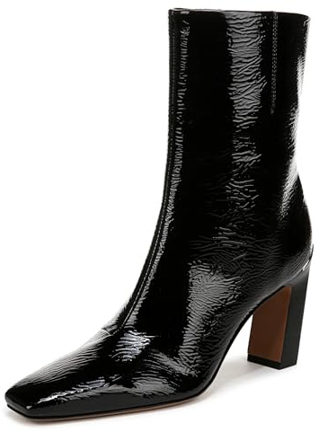 Franco Sarto Womens Briar Snip Toe Heeled Ankle Boot Black Glossy 8 M