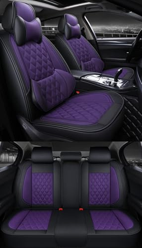 Eunncu Autositzbezüge komplettes Set Universal in Stylish Design | Schonbezüge für Vordersitze und Rückbank | Auto Sitzbezüge Airbag Kompatibel | Premium Wasserdicht Sitzbezug, Lila