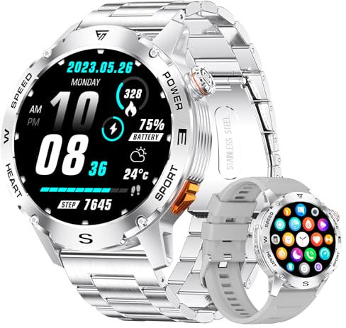 LIGE Orologio Smartwatch Uomo con Chiamata Bluetooth, 1.43 AMOLED Smart Watch con 24/7 Frequenza Cardiaca per Android iOS, 170+ Sportmodi, Impermeabile IP68, 200+ Quadranti, Riconoscimento Sportivo