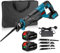 Cordless Reciprocating Saw - Battery Hand Saw for Cutting Wood, 0-2800SPM Stroke Speed with 4 Blades for PVC/Wood/Metal Cuting (Incl. 2 Batteries)
