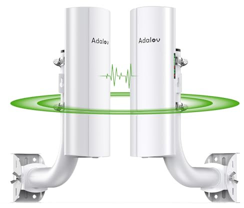 CPE366 Gigabit Wireless Bridge with Bracket Mounts, 5.8G Point to Point WiFi Bridge Outdoor, 16dBi High-Gain Antenna Ethernet Bridge with 100/1000Mbps LAN Port Extend Internet up to 3KM for Barn, Shop
