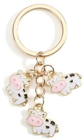 Porte-Clés Avec Une Adorable Petite Vache, Cadeau Pour Femme, Cadeau D'anniversaire, Pendentif Porte-Clés.