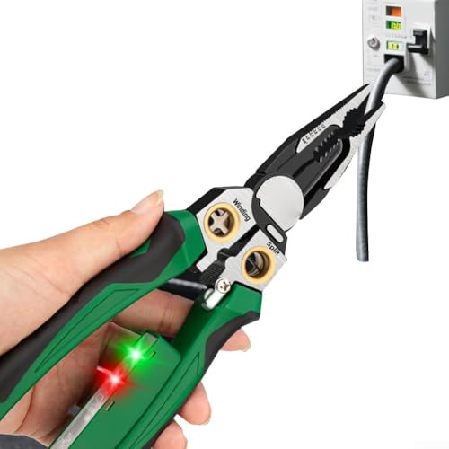 8-in-1 Abisolierzange mit Spannungsprüfer, Multifunktions-Abisolierzange, Spannungsprüfer Zange, Kabel Abisolierer zum Abisolieren, für langlebiges und ergonomisches Werkzeug