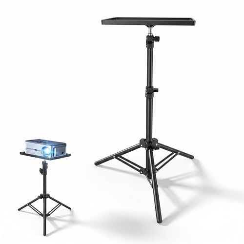Plastic Projector Tripod, Portable Projector Stand Tripod with Tray, 44. 88 Inch Height Adjustable Laptop Stand Floor Shelf for Home Theater Office Studio, Bear Weight ≤ 2kg (tray Size 7. 09 X 9.84 )