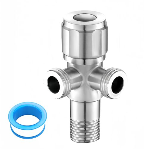1 Stück Eckventil 1/2 Zoll, Wasseranschluss, Edelstahl Doppel Eckventil, Wasseranschluss Eckventile, Doppelventil für Wandgewinde 1/2
