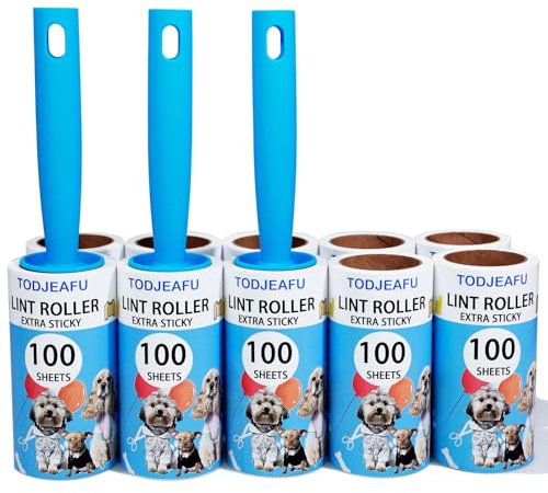 TODJEAFU Lint Roller 1000 Sheets, 3 Handles Extra Sticky Roll, Cat & Dog Hair Remover 10-Piece Set.
