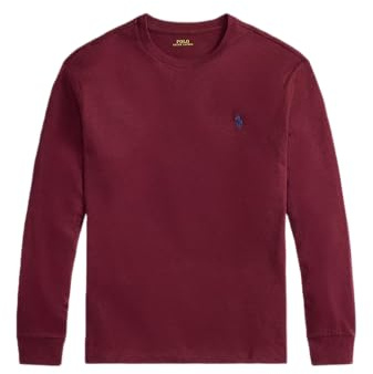 POLO RALPH LAUREN Mens Classic Fit Soft Touch Long-Sleeve Tee, Spring Wine Heather, Large