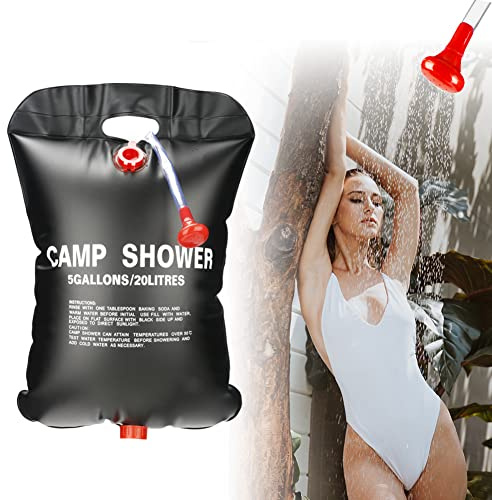 Gohytal Camping Shower Bag, Solar Showers Bag 5 Gallons 20L, Solar Heating Camping Shower Bags Temperature Indicator Hot Water Hiking Climbing Outdoor Picnic Beach