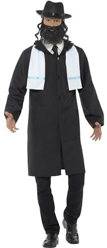 Smiffys Rabbi-Kostü?m, Schwarz, mit Jacke, Schal, Hut und Bart