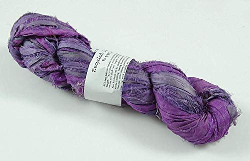 100g Recycled Sari Silk Ribbon Garn, Schmuck machen Trim - Orchidee Mix