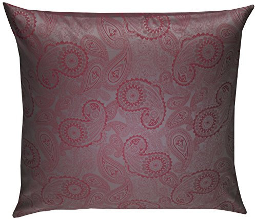 Bettwaesche-mit-Stil Mako Satin Damast Paisley Bettwäsche Garnitur Davos Kissenbezug 40x40 cm rot - grau