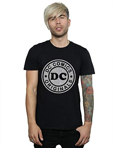 DC Comics Men's DC Originals Crackle Logo T-Shirt X-Large Black