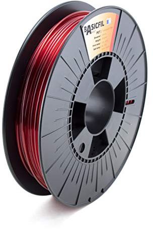 BASICFIL PETG (3D Drucker Filament), 2.85mm, 500g, Transperents Rot (Transparent Red)