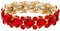 EVER FAITH Damen Armband österreichischen Kristall Hochzeit Braut Floral Tear Drop elastische Stretch-Armband Armreif Rot Gold-Ton