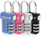 Fosmon – Zahlenschloss TSA | Für Koffer, Tasche, Rucksack & Koffer | 3-Stelliger Code | Rostfreie Zinklegierung | Zahlenschloss Mit Öffnungsanzeige | 4er-Set : Blau + Rosa + Silber + Schwarz