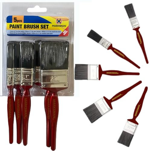 Marksman 5pc Paint Brush Cherry Red, Brown, L