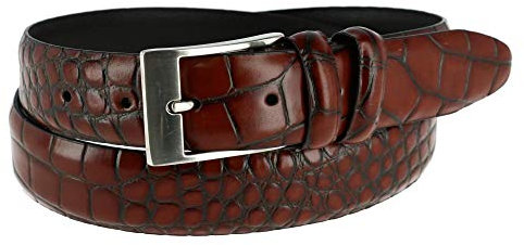 Toneka Herren Gürtel aus Leder mit Kroko-Print Gr. 120, braun