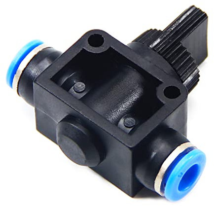 MroMax Schlauchkupplung aus Kunststoff, 4 mm, Kugelhahn, Blau/Schwarz, 1 Stück, MRO190910J-0094, 6 mm, 1pcs