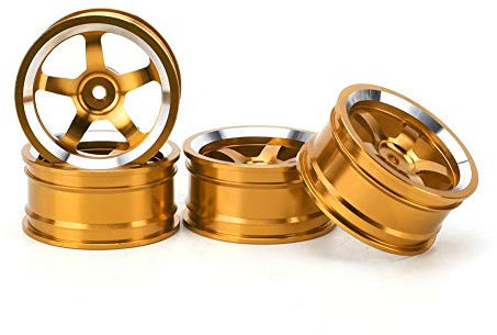 Tbest 4 Stücke Rc Auto Radnabe, 1/10 Aluminiumlegierung Radantrieb Nabenadapter Felgen Set Fit Für 94123 Tour Drift Auto(Gelb) Auto-Modelle