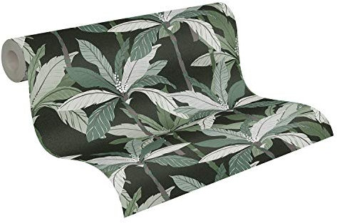 A.S. Création papier peint intissé Geo Nordic papier peint effet jungle papier peint palmier 10,05 m x 0,53 m noir vert 375303 37530-3