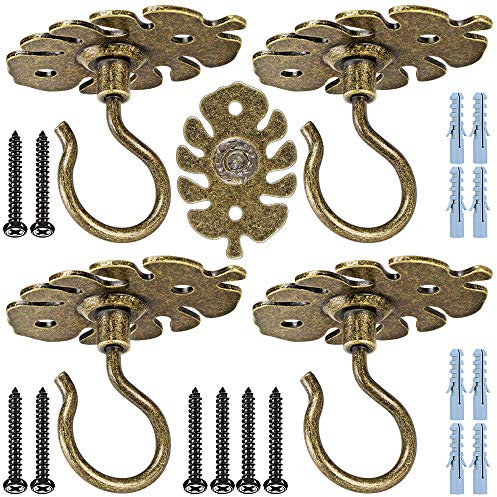 Benelabel Schraubhaken Hängehalterung, 4er Hochleistungs-Wandhalterung für Deckenpflanzen Metallhaken für Weihnachtsbeleuchtung, Gartenhängepflanze, Schnurdraht, Windspiel, Hoflaterne, 100lbs/Bronze