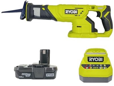 RYOBI Kit per sega a moto alternativo senza fili, 18 Volt, batteria e caricabatterie (senza confezione al dettaglio, confezione sfusa)