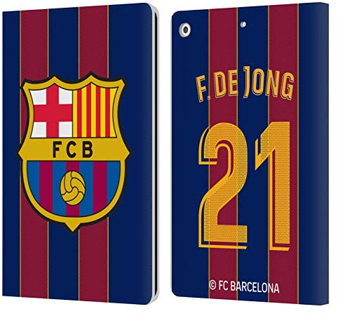 Head Case Designs Licenciado Oficialmente FC Barcelona Frenkie de Jong 2020/21 Jugadores Inicio Kit Grupo 1 Carcasa de Cuero Tipo Libro Compatible con Apple iPad 10.2 2019/2020/2021