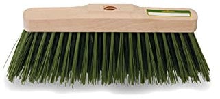 Piantallegra - Scopa da esterni di alta qualità con base in legno e setole di fibra verde rigida; senza manico, attacco universale