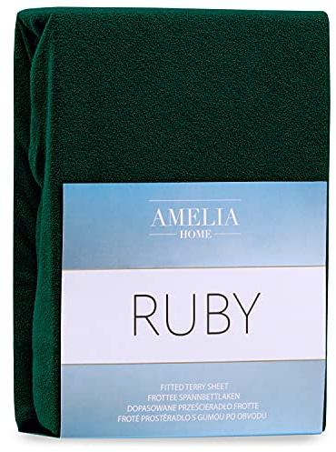 AmeliaHome Spannbettlaken 160x200-180x200 cm Frottee Baumwolle Spannbetttuch flaschengrün