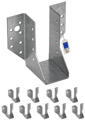 10 sabots de charpente à ailes extérieures - Connecteurs de poutres - Acier galvanisé - Larg 45 x Ht 108 mm - Fabriqué en Europe