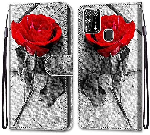 Mo-Somnus Cover per Samsung Galaxy M31, Custodia in PU Pelle Magnetica Libro Flip Caso Antiurto Portafoglio [Supporto Stand] con Porta Carte e Cinturino da Polso Wallet Case (Rosa)