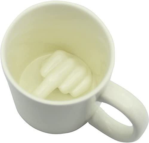 Biigming Taza de Café con Dedo, Taza Dedo 3D para Regalos Divertidos, Cerámica 350 mL (Blanco)