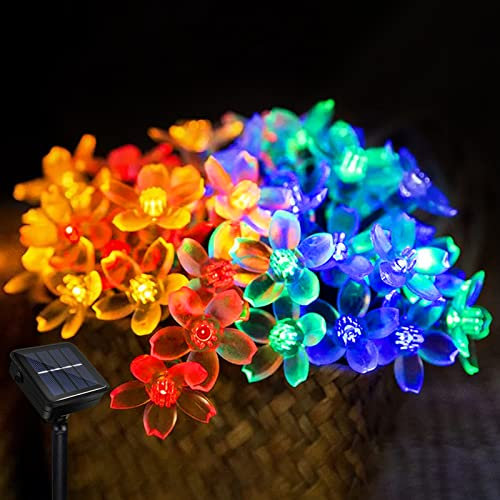 Micacorn Solar LED Lichterkette Garten, Blumen Wasserdichte Lichterkette 7 Meter 8 Modi 50 LED Kirschblüte Solar Lichterkette für Außen Hochzeits Terrassen Party Weihnachten Dekoration