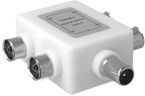 Sdoppiatore Antenna TV, Splitter Distributore Antenna TV 4 Uscite, Da 1 Maschio A 4 Femmine, 4-Way Splitter TV