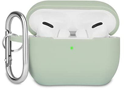 KOKOKA Custodia in Silicone Compatibile con AirPods Pro 2019, Case Cover Protettiva in Premium Silicone per Airpods Pro Custodia con Moschettone, LED Frontale Visibile, Cloud Grey