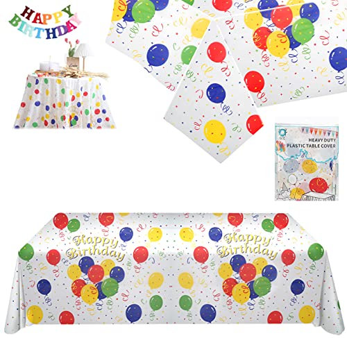 Rechteckig Tischdecke Geburtstag,Kindergeburtstag Geburtstagsdeko Tischdecke,137 x 274cm Happy Birthday Wasserdicht ölfest Tischdekoration Tischdecke für Partys,Geburtstage,Hochzeiten,Weihnachten