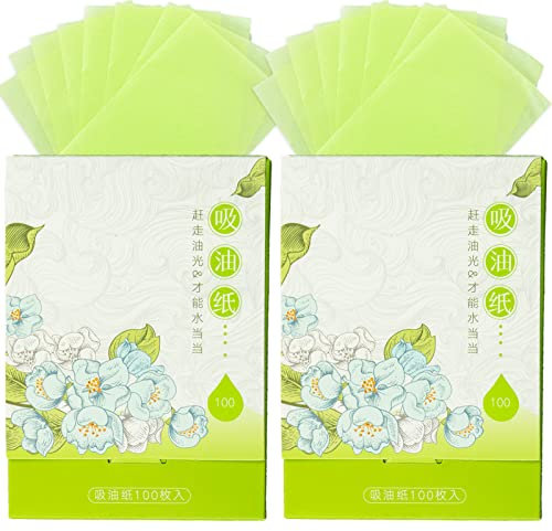 200 Sheets Makeup Blotting Paper, Soft Face Oil Blotting Paper Bamboo Charcoal Oil Blotting Paper Green Tea Oil Absorbing Tissues Paper Oil Control Film for Sports Fitness Makeup Travel, Green
