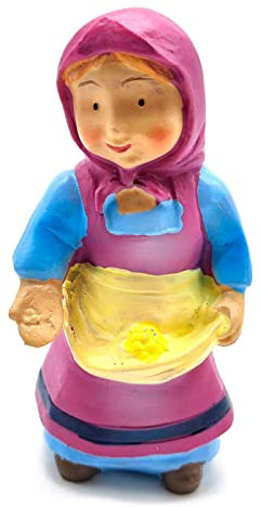 Acan Tradineur - Figura de granjera Naif - Fabricado en marmolina - Figura Decorativa Divertida para Nacimiento, Navidad, decoración Tradicional – Multicolor.