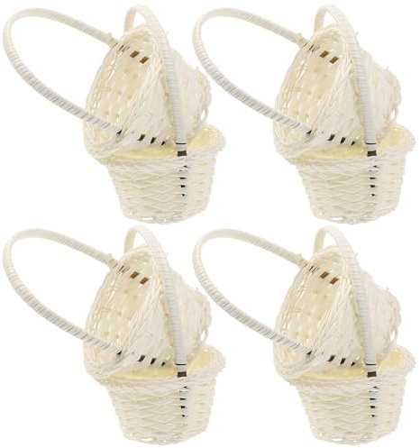 Cabilock 8 Stücke Körbchen Blumenkinder Mini Weidenkorb Blumenkörbe Small gewebter Korb Rattan Körbchen Mit Henkel Blumenkorb für Mini House Tischdeko Landhaus Deko - 14X9.5X9.5CM