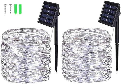 BOLWEO Solar Garden Lights Outdoor, 12M/ 40Ft 120LEDS / 8 Modes,Waterproof Copper Wire Lighting for Indoor,Outdoor,Wedding,Patio,Garden Decoration