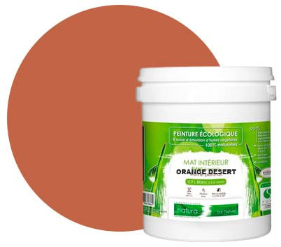 BOX DECO COULEURS Peinture murale naturelle écologique aspect mat intérieur Natura - 1L, Orange Desert