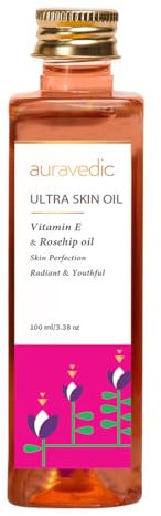 Auravedic Ultra Oil for Skin Glow, 100 ml, mit Vitamin E, Hagebutten- und Mandelöl