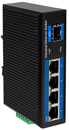 LogiLink Switch industriale Gigabit Ethernet, 4 porte 1000 Mbit/s + SFP a 1 porta (per backbone in fibra ottica)