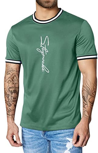 Herren Summer Muskel Fitness Persönlichkeit Gewinde Baumwolle Buchstaben Rundausschnitt Kurzarm-T-Shirt Armbänder Für Uhren