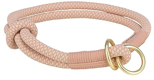 TRIXIE Soft Rope Zug-Stopp Halsband Größe L-XL: Halsumfang 55 cm/13 mm in rosa - stufenlos verstellbares Hundehalsband aus gewebtem Tau für Hunde, einfacher Verschluss - 1984807