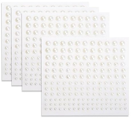 660 PCS Self Adhesive Back Pearl Stickers, Flat Back Face Pearl Mixed Size Back Pearl Sticker Sheets for Beauty Makeup Nail Art Cell Phone DIY Crafts Scrapbooking Embellishment Decor, 3mm/4mm/5mm/ 6mm