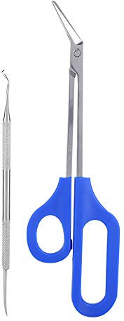 Long Handled Toenail Scissors, Extra Long Nail Scissors Clippers and Nail File for Thick Nails, Easy Reach Handle Stainless Steel Cuticle Scissor Ingrown Toenail File for Adults the Elderly